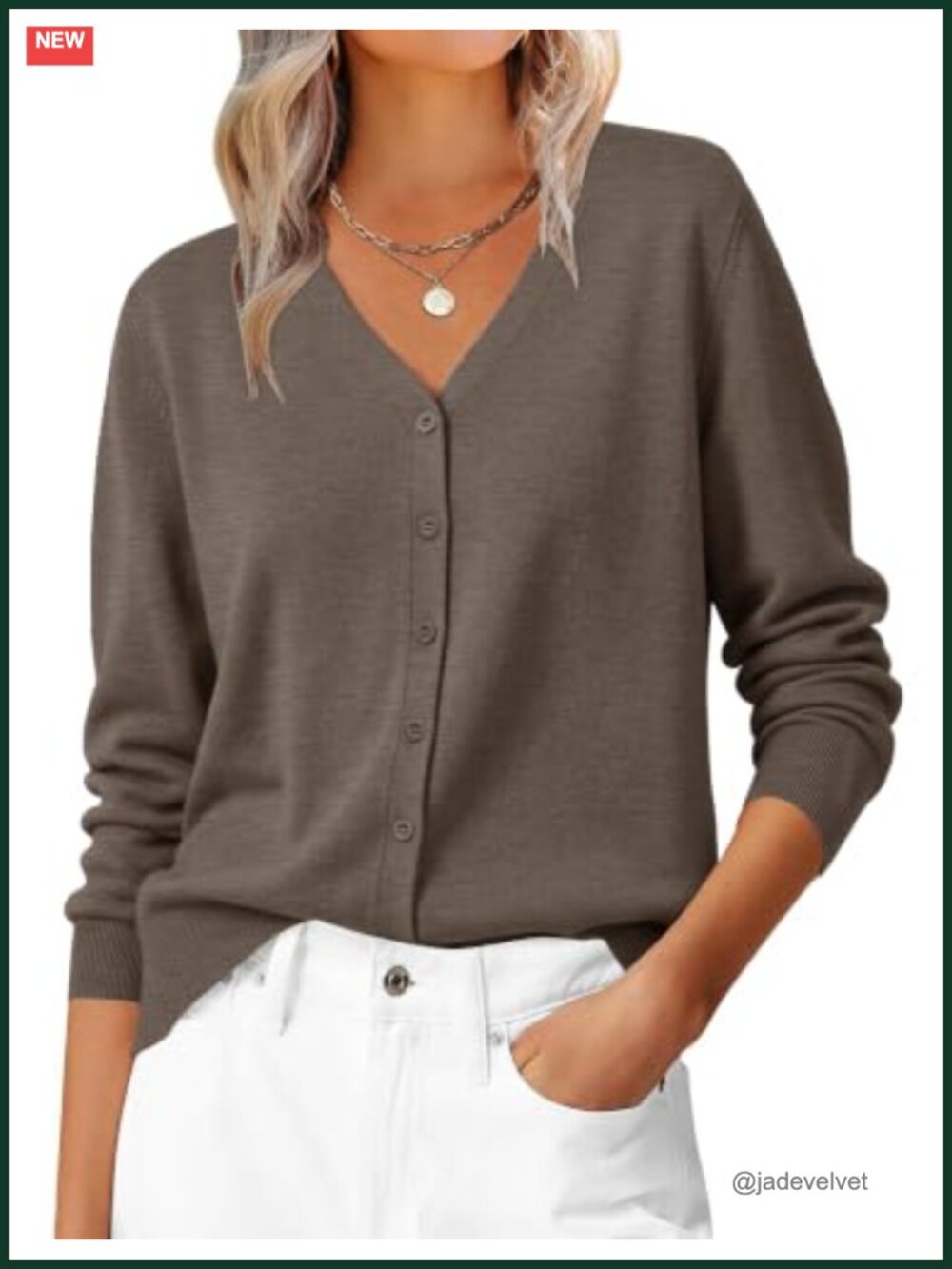 Wool Blend Lightweight Cardigan Sweater V-Neck Button Front Long Sleeve
